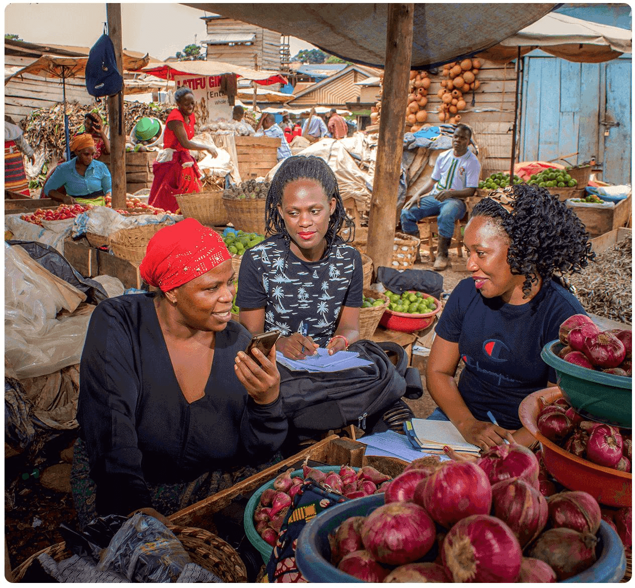 Goloka researchers speaking with market participants